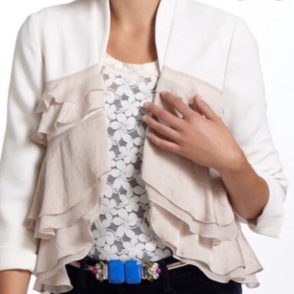 Elevenses pink & cream ruffle crop jacket 4 - Picture 3 of 9